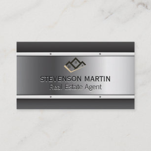 Property Icon   Metallic Background Metal Siding Business Card