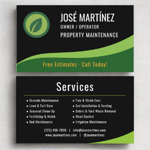 Property Maintenance Landscaping Lawn Service Business Card