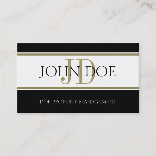 Property Manager Gold Stripe W/W Business Card (Front)