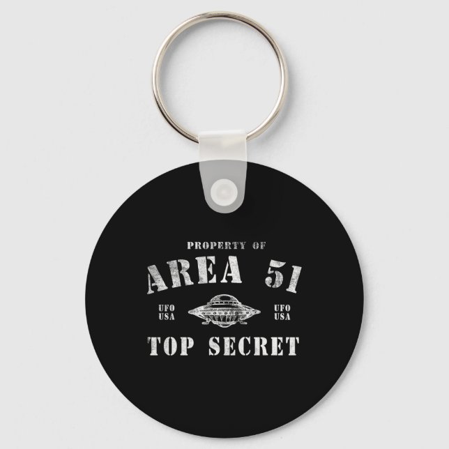 Property Of Area 51 Top Secret Ufo Alien  Key Ring (Front)