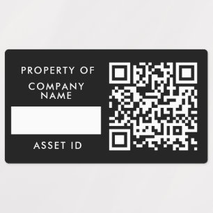 Property of Company Black QR Code Asset ID Labels