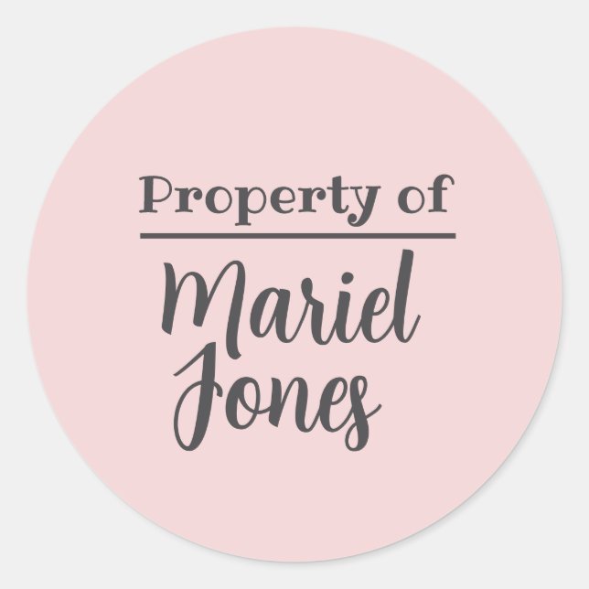 Property of Custom Name Label Stickers  (Front)
