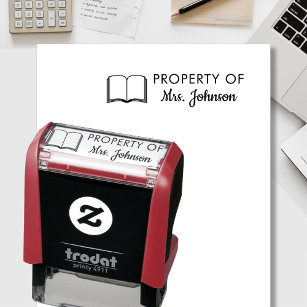Property Of Custom Teacher Name Book Classroom Self-inking Stamp