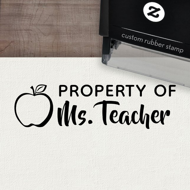 Property of Custom Teacher Name Classroom Self-inking Stamp (Custom Teacher Stamp - Self Inking Rubber Stamp)