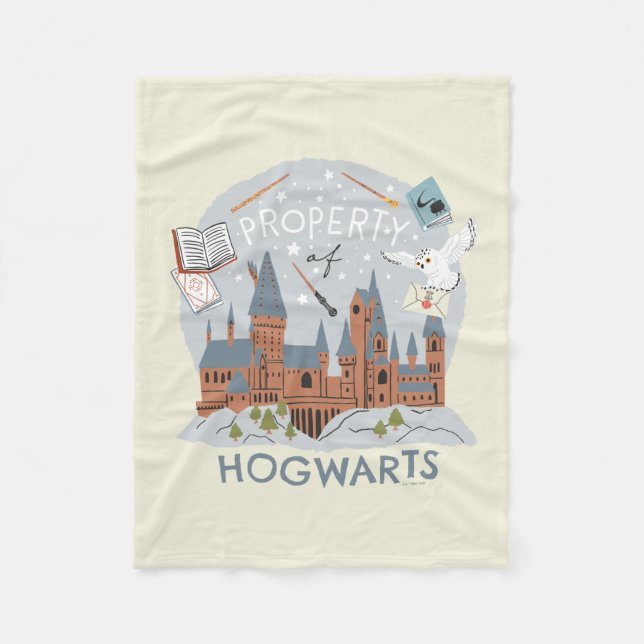 Property of Hogwarts Cartoon Graphic Fleece Blanket (Front)