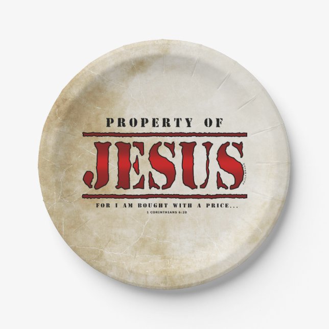 Property of Jesus Paper Plate (Front)