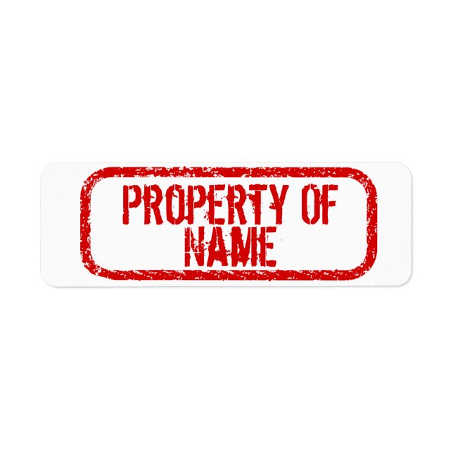 "Property of" name personalised stickers (Front)