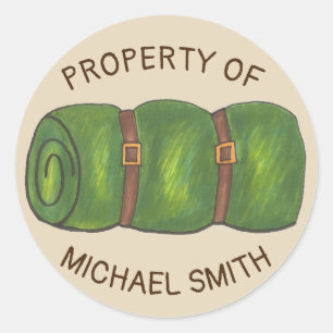 Property of Personalised Summer Camp Sleeping Bag Classic Round Sticker