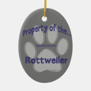 Property of Spoiled Rotten Rottweiler Keychain Ceramic Tree Decoration