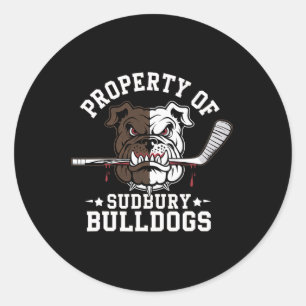 Property Of Sudbury Bulldog Funny Hockey Dog Lover Classic Round Sticker