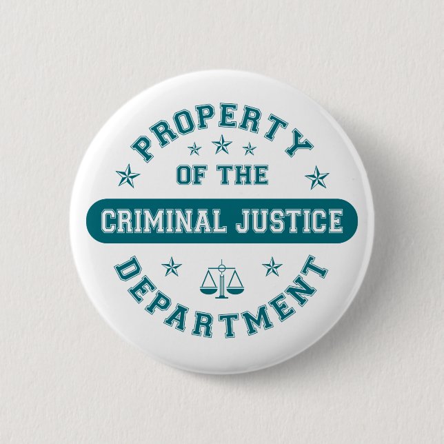 Property of the Criminal Justice Department 6 Cm Round Badge (Front)