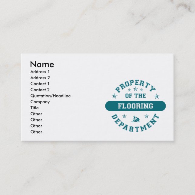 Property of the Flooring Department Business Card (Front)