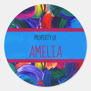 Property of Your Name Faux Painted Classic Round Sticker