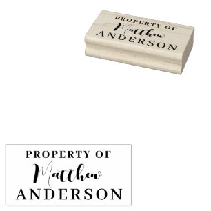 Property Of Your Name Personalised Script Rubber Stamp