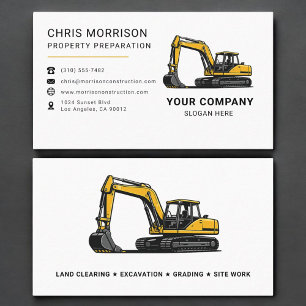 Property Preparation Excavation Excavator Business Card