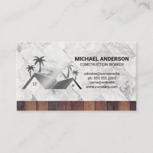 Property Real Estate Logo Marble Wood Business Card