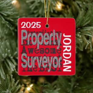 Property Surveyor Extraordinaire CUSTOM Ceramic Ornament