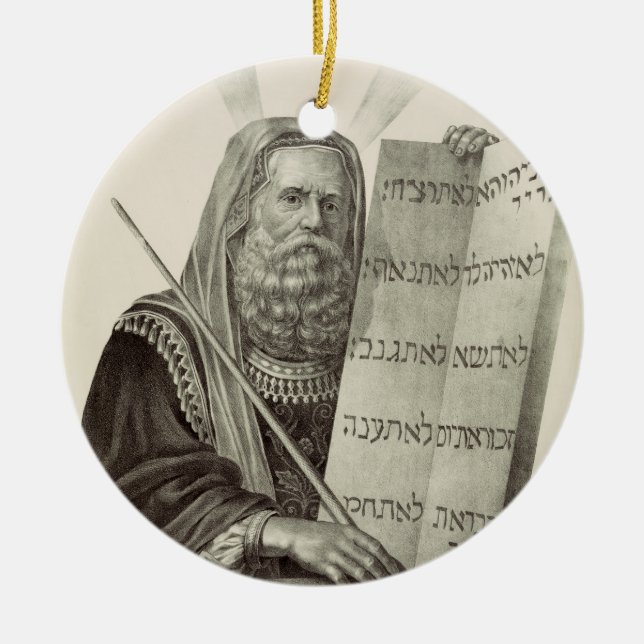 Prophet Moses with the Tablets of the Law Ceramic Tree Decoration (Front)