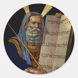 Prophet Moses with the Tablets of the Law Classic Round Sticker