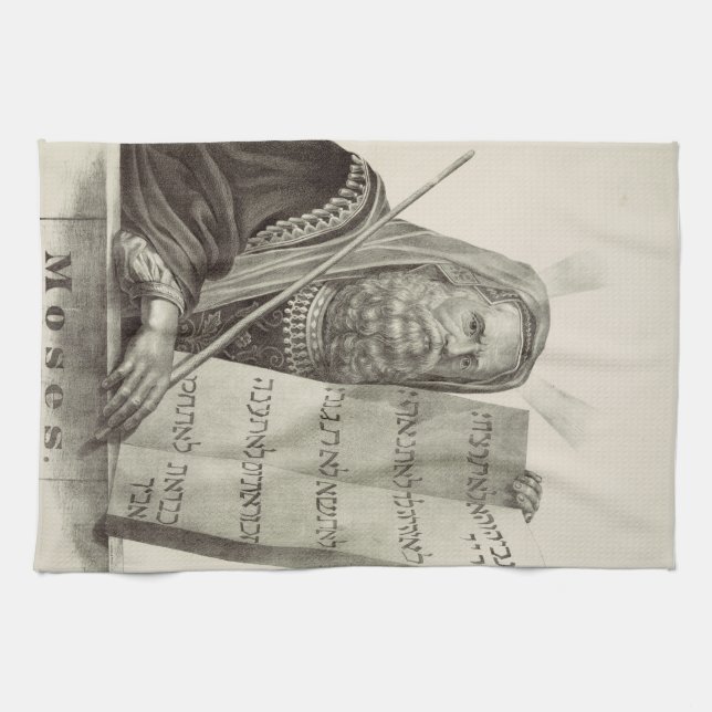 Prophet Moses with the Tablets of the Law Tea Towel (Horizontal)