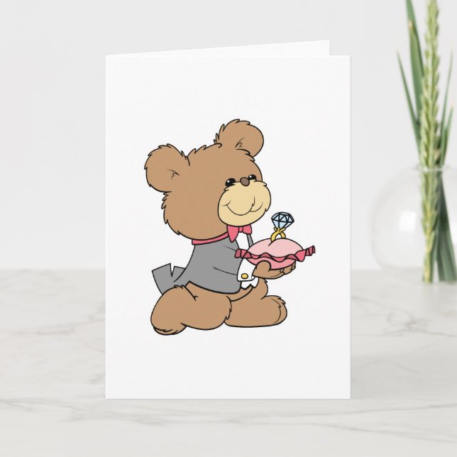 proposal or ring bearer teddy bear design card (Front)