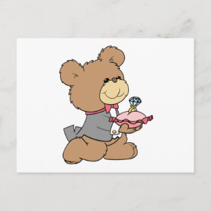 proposal or ring bearer teddy bear design postcard