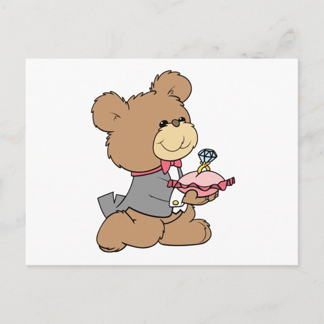 proposal or ring bearer teddy bear design postcard (Front)
