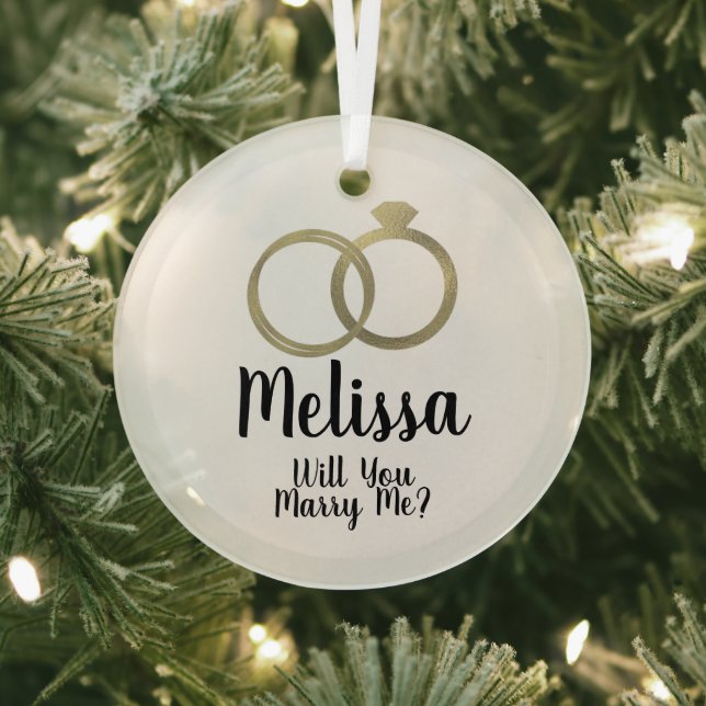 Proposal Ornament- Will You Marry Me Ring Glass Tree Decoration (Insitu)