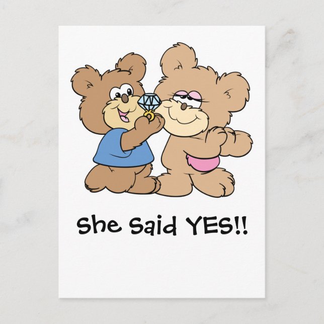 proposal wedding bears announcement postcard (Front)