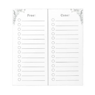 Pros And Cons Checklist List Notes