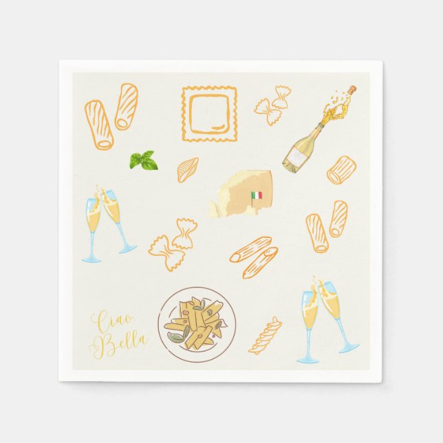 Prosecco and Pasta Birthday Napkin (Front)