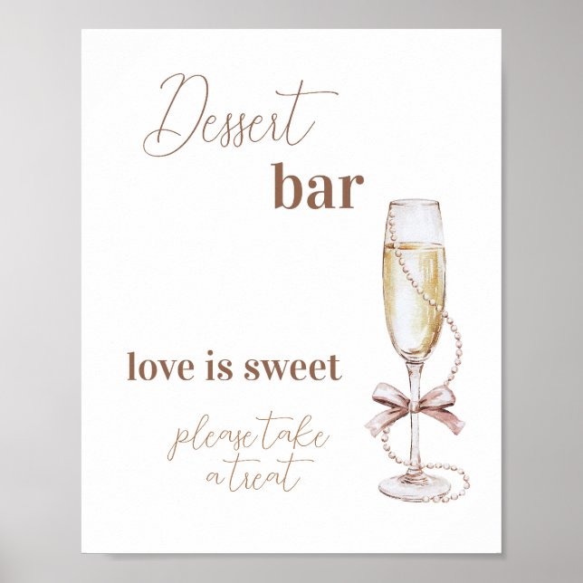 Prosecco and Pearls Bridal Shower Dessert Bar Sign (Front)
