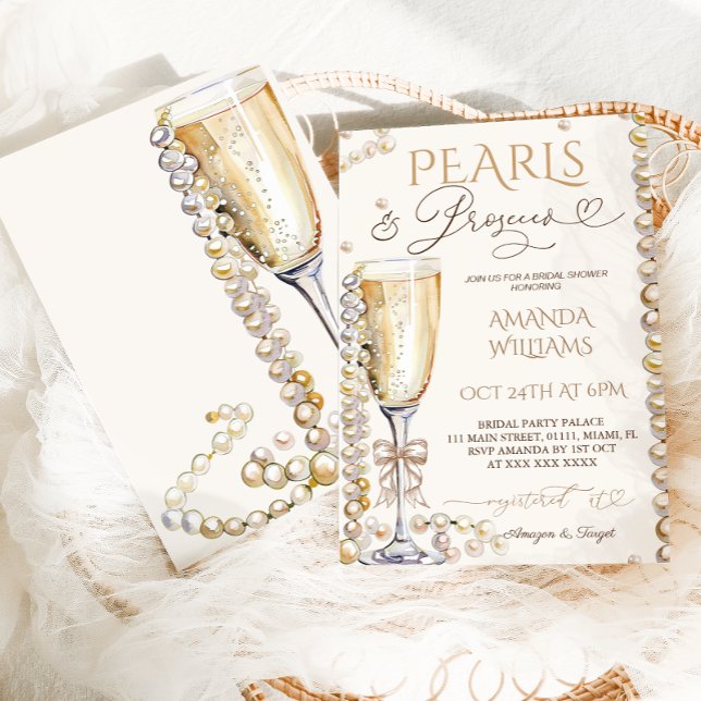 Prosecco Champagne Boho Elegant Bridal Shower  Invitation (Creator Uploaded)