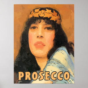 Prosecco Classical Woman, Vintage Style Poster