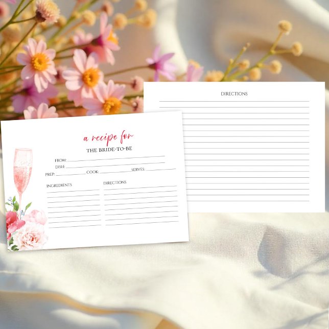 Prosecco Floral Bridal Shower Recipe Cards (Creator Uploaded)