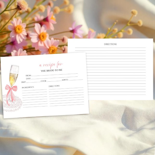 Prosecco Floral Bridal Shower Recipe Cards (Creator Uploaded)