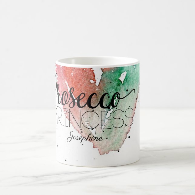 'Prosecco Princess' Girly Personalised Watercolor Coffee Mug (Center)