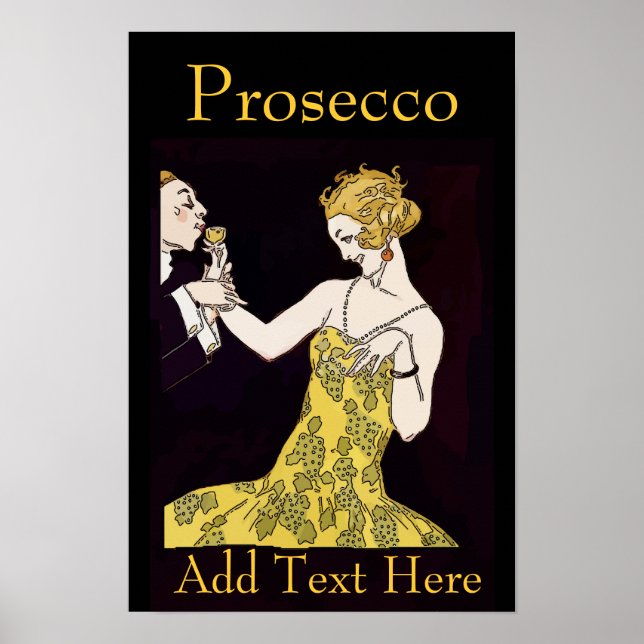 Prosecco, vintage  couple, add text, poster (Front)