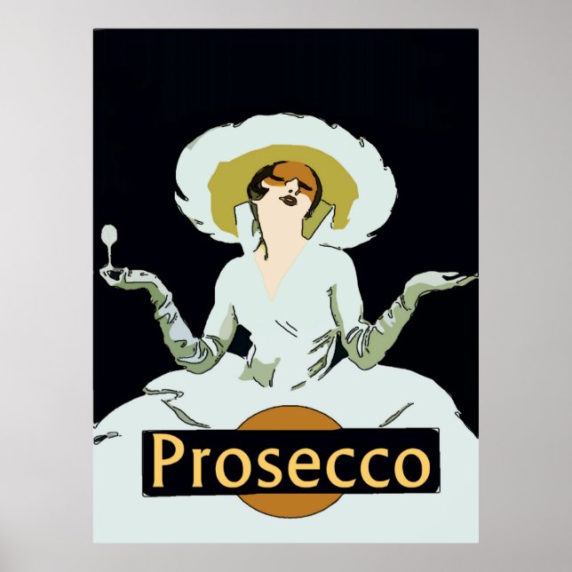 Prosecco, Vintage Style Lady, Sign (Front)