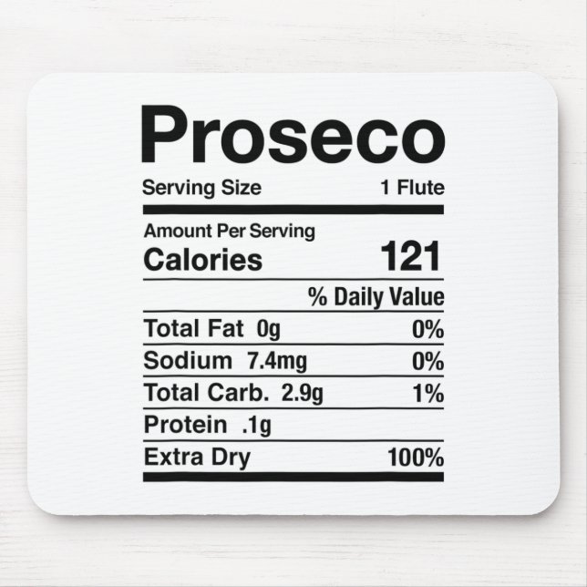 Proseco Nutrition Facts Thanksgiving Matching  Mouse Pad (Front)