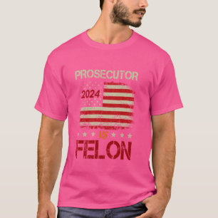 Prosecutor vs Felon 2024 Retro Stripe Voting Elect T-Shirt