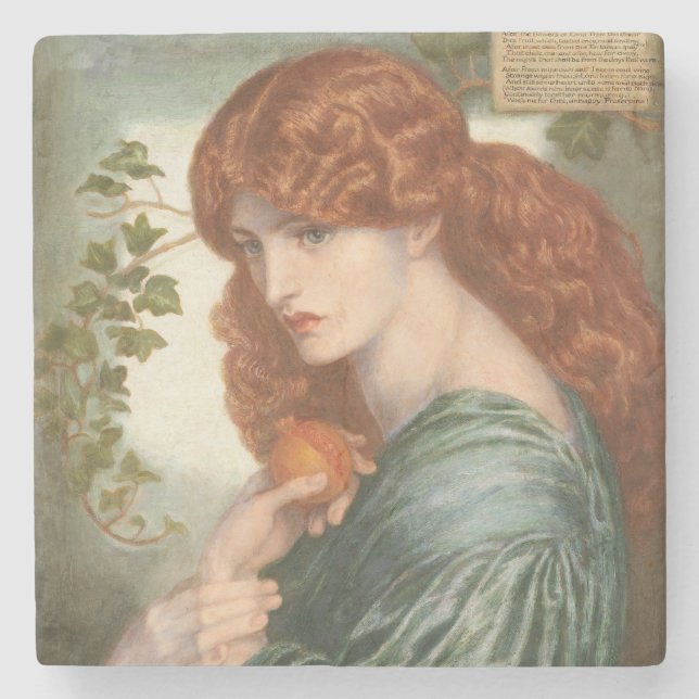 Proserpine by Dante Gabriel Rossetti Stone Coaster (Front)