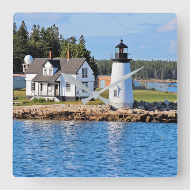 Prospect Harbour Lighthouse, Maine Postcard Square Wall Clock (Front)