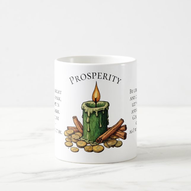 Prosperity Chant Candle & Cinnamon Money Spell Coffee Mug (Center)