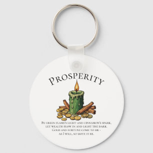 Prosperity Chant Candle & Cinnamon Money Spell Key Ring
