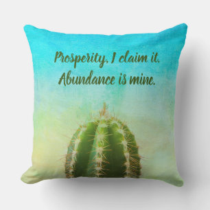 Prosperity Mantra Cactus With Customisable Text Cushion