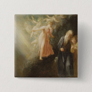Prospero, Miranda and Ariel, from 'The Tempest', c 15 Cm Square Badge