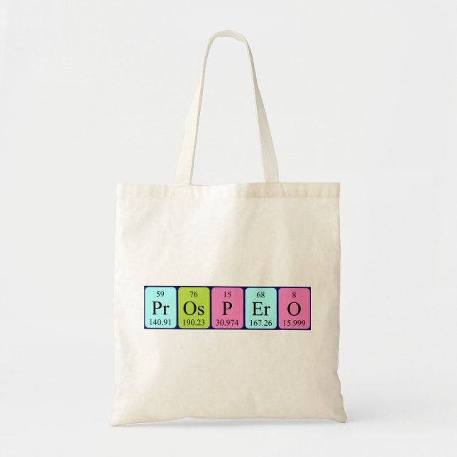 Prospero periodic table name tote bag (Front)