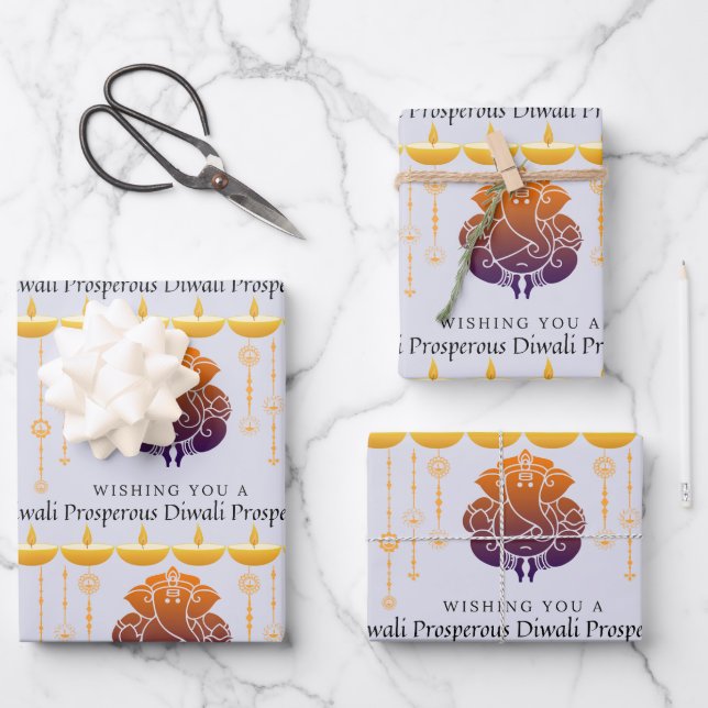 Prosperous Diwali Wrapping Paper Sheet (Front)