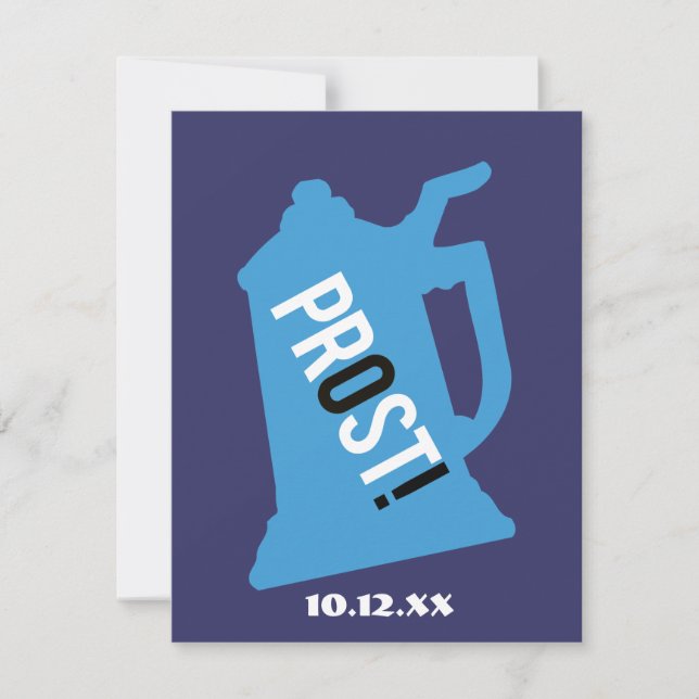 Prost 80th Birthday Party Invitation Blue & Black (Front)